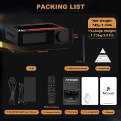 Ampapa D1 2 Channel Bluetooth Amplifier HIFI Class D Amp w/ VU Meters Display