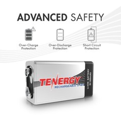 Tenergy 9V Li-ion Rechargeable Battery 600mAh With Charger Options LOT