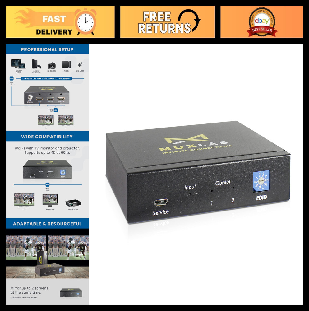 4K HDMI Splitter 1×2 | 60Hz | HDR | HDCP 2.2 | Dolby Atmos | Gaming & Digital Si