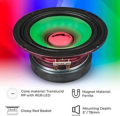 DS18 PRO-X6.4RGB 6.5″ Mid-Range Loudspeaker Dual RGB LED For Cone & Dustcap