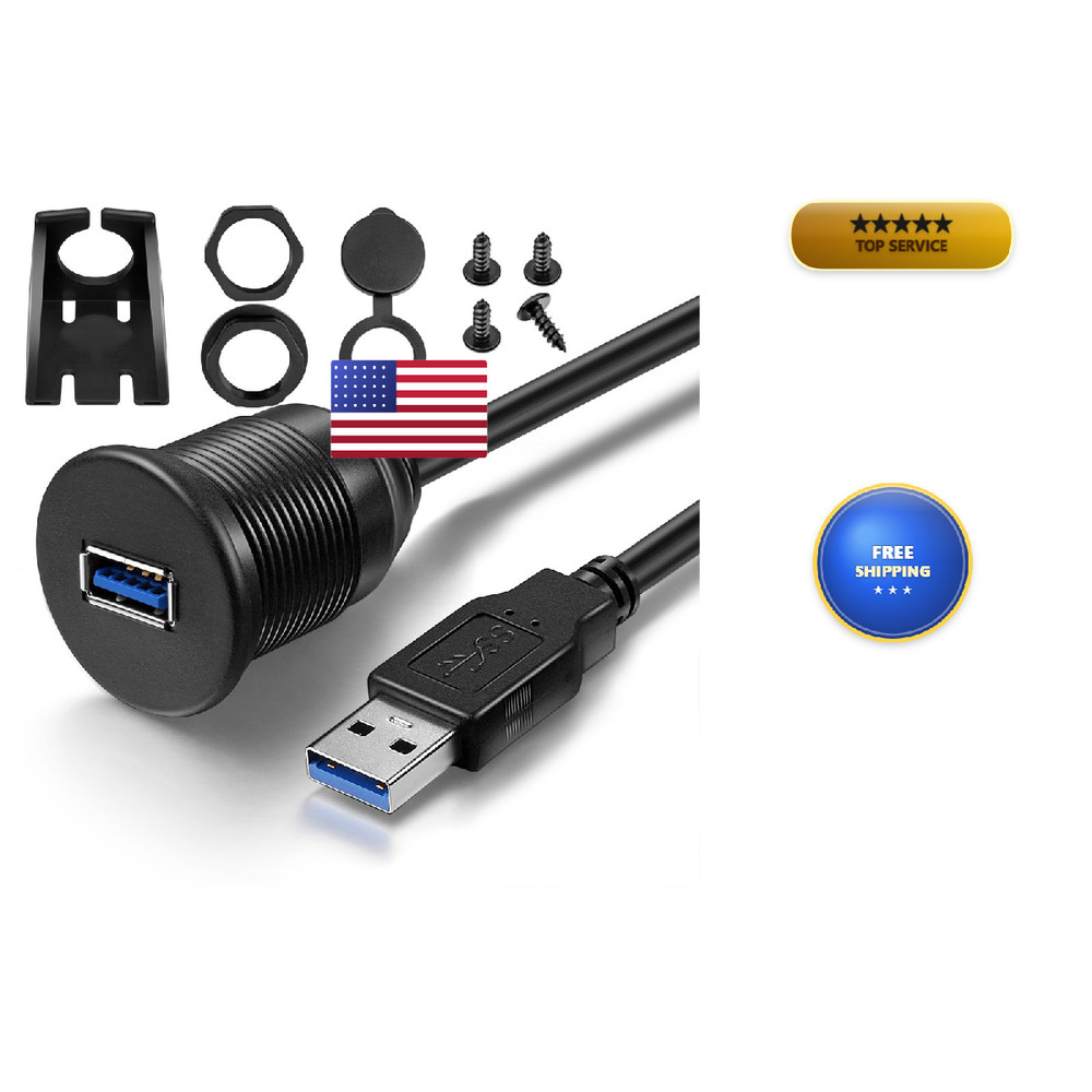 Icespring Usb 3.0 Male To Usb 3.0 Female Aux Flush Mount Car Mount Extension