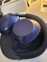 CUSTOM SONY WH-1000xm6 Carbon Fiber Blue & Wicked Cushions + Brainwavz Earcups
