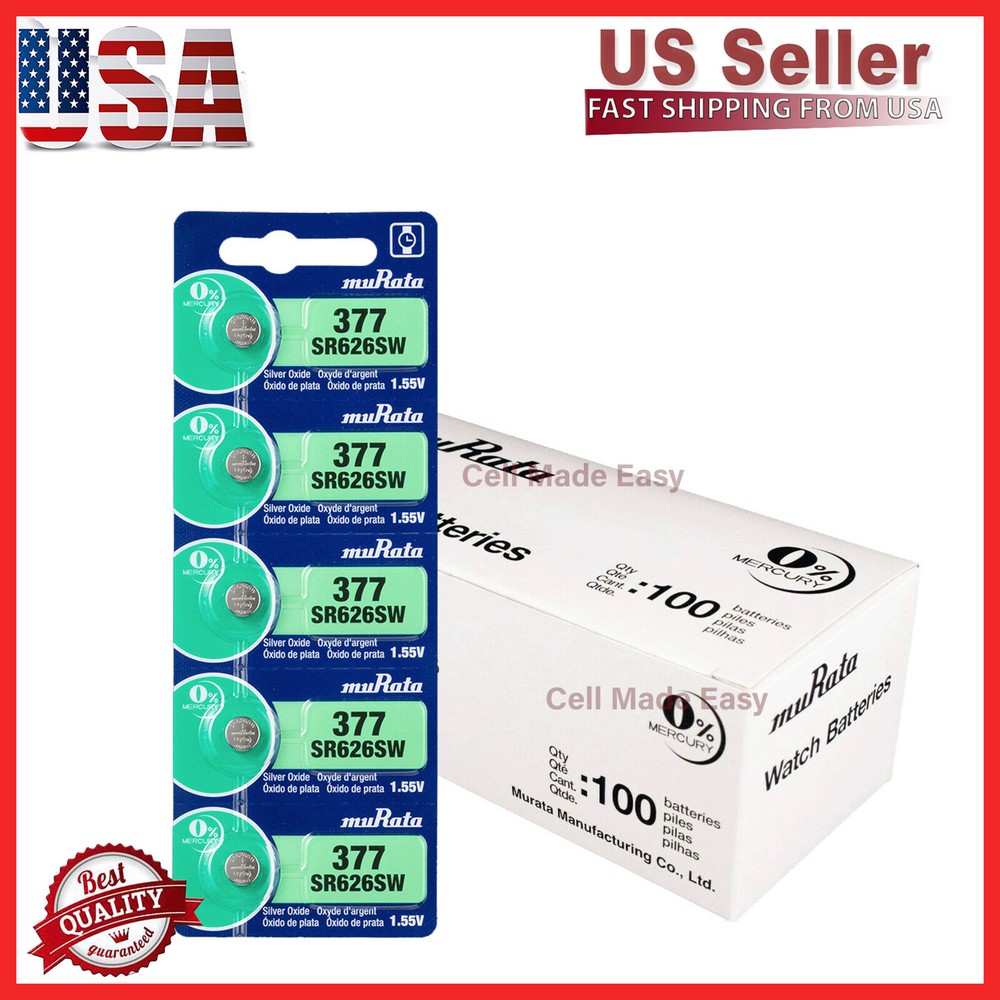 5 NEW MURATA / SONY 377 SR626SW SR626 V377 SilverOxide Watch Battery SR66 TR626W
