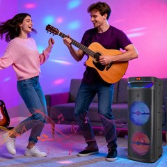 Dual 10″ Subwoofer Portable Bluetooth Speaker Heavy Bass Sound System Party +Mic