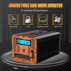 4000W 8000W Power Inverter Pure Sine Wave 12V dc to 110V 120V ac LED Caravan Rv