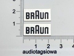Braun Speaker Badge Logo Pair 10mm x 22mm Silver Aluminum Custom Made