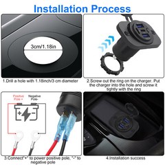 USB + Type C Car Cigarette Lighter Socket Fast Charger Power Adapter Waterproof