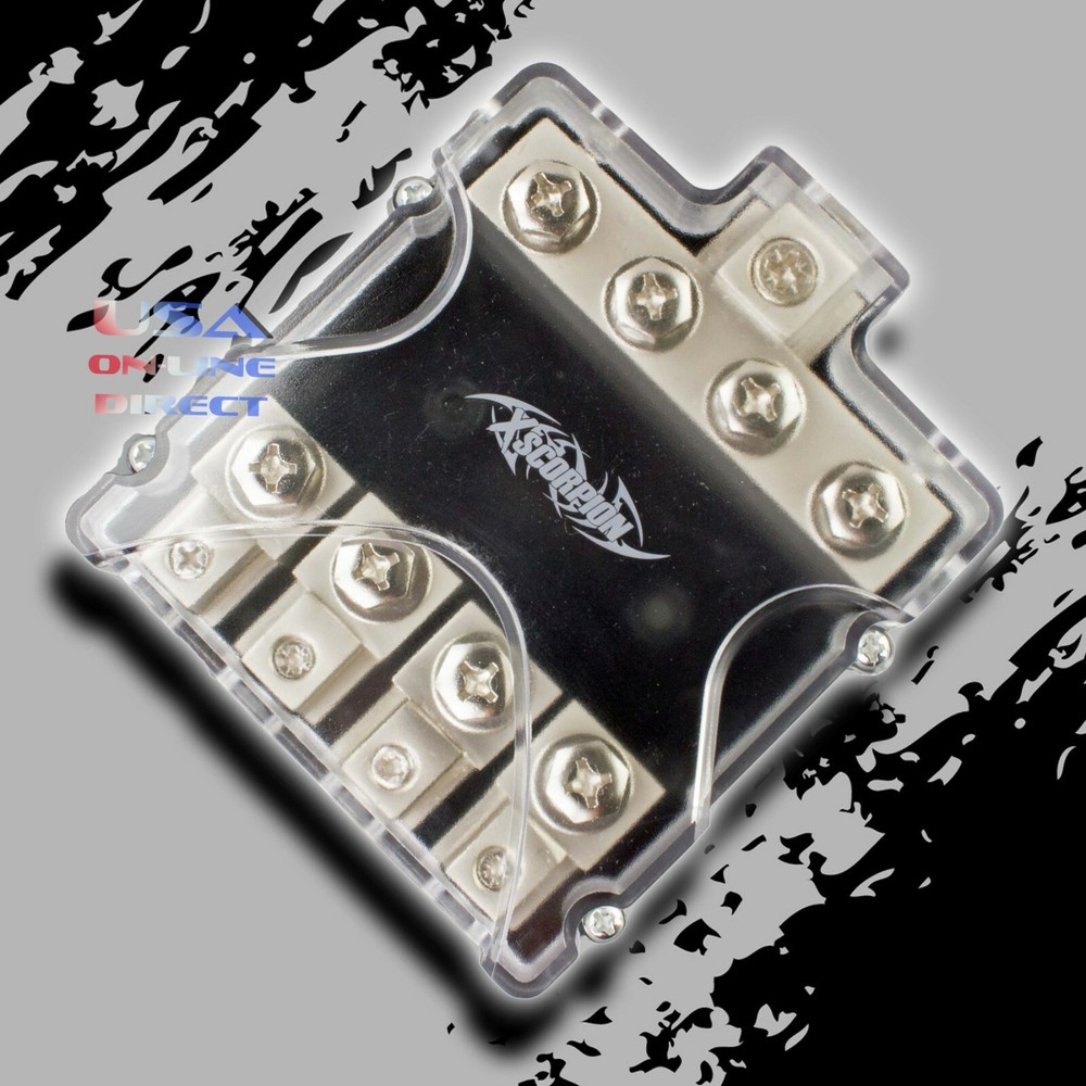 ANL FUSED DISTRIBUTION BLOCK 1/0 or 2 IN FOUR 2/4 GAUGE AWG OUT CAR MARINE