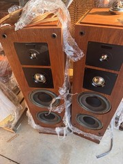 Vintage Set of Two Altec Lansing 508 Speakers TALL HEAVY Woodgrain 41″ AWESOME