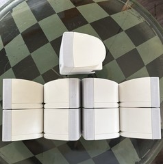 5 Bose Double Cube Speakers 1 Center and 4 Surround White Very Good Condition