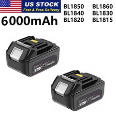 2 Pack 6.0Ah 18V For Makita LXT Lithium-Ion BL1840 BL1850 BL1860B Tool Battery