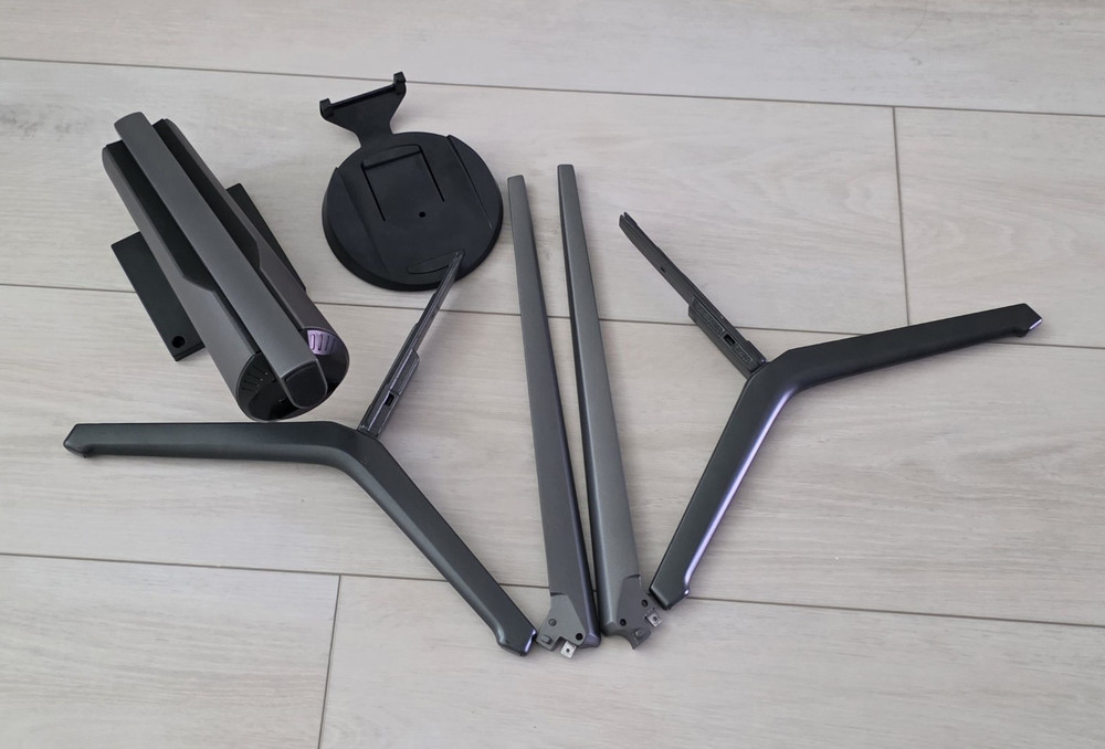 Black TV And Monitor Stand Base Replacement Legs/Feet Set with Round Mount Plate