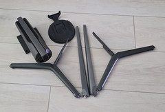 Black TV And Monitor Stand Base Replacement Legs/Feet Set with Round Mount Plate