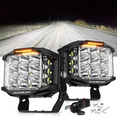 Auxbeam V-max 4″ LED Pods Work Lights Bar Cube Driving Lamp + Black Amber Covers