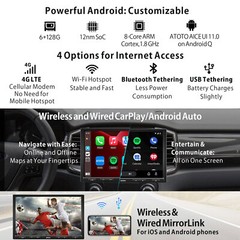 ATOTO 10in Single Din Android Car Stereo 6+128G Wireless Carplay Android Auto 4G