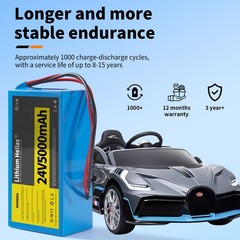 24V 5Ah Lithium Battery with 29.4V 1A Charger, 24V Rechargeable Battery for DIY
