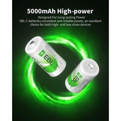 EBL Professional C Size Cell Rechargeable Batteries NIMH 1.2V 500Omah Lot