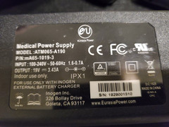eUrasia Power Inogen Medical Power Supply ATM065-A190 mA65-1019-3 19V 3.43A