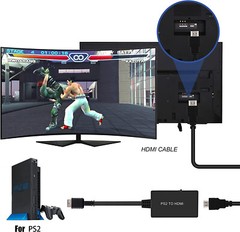 PS2 to HDMI Video Converter Adapter HD 1080P for PlayStation 1/2/3 HDTV Monitor