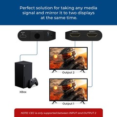 OREI 4K 1 in 2 Out HDMI Splitter 4:4:4 8-bit – HDMI 2.0, HDCP 2.2, 18 Gbps, 4K