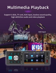 4.1in Single Din Car Media Player Touch Screen Radio Bluetooth Stereo TF AUX USB