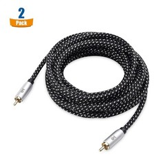 Cable Matters Braided 2-Pack Shielded Subwoofer Cable – 15ft / 4.6m RCA Cord …