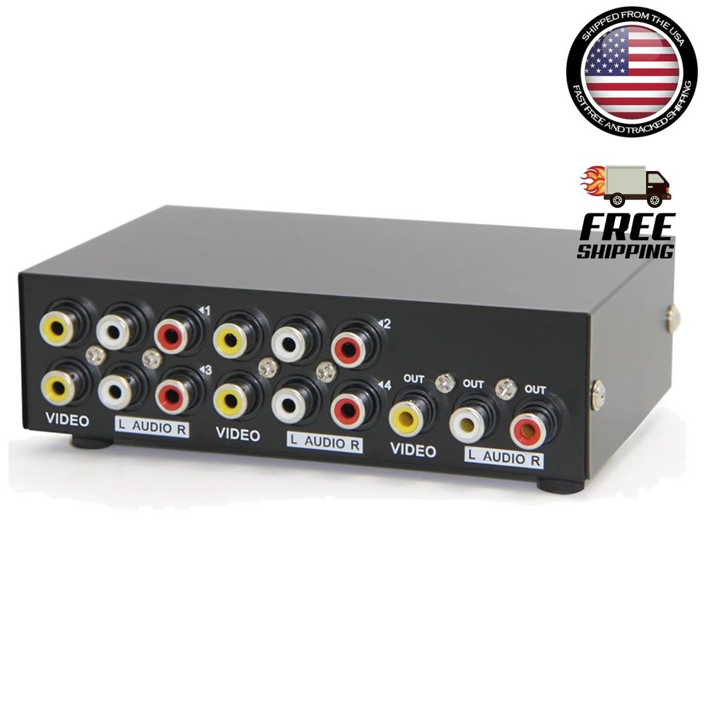 3 In 1 Out Component AV Video Switch Box, Composite 3 RCA AV Splitter RGB