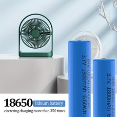 2 Pack 3.7V Rechargeable Button top Batteries (1800mAh) / Smart Charger lot