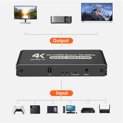 3 Port 4K 3X1 HDMI Switcher 3 In 1 Out HDMI With IR Remote Supporting HDCP2.2