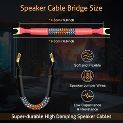4 Pack 6 Inch HiFi OFC Speaker Jumper Cables, Speaker Cable Bridge Bi-Wire Sp…