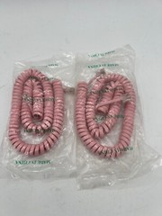 Lot of 2 NEW Pink Modular Telephone Handset Cords – 18 Inches Unstretched