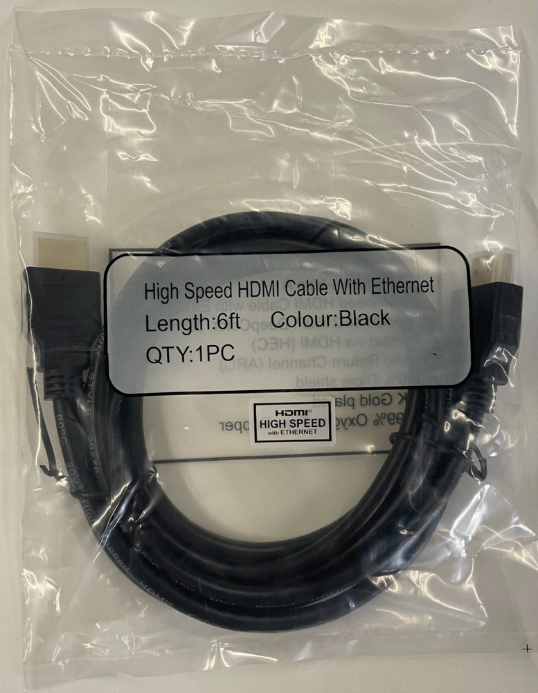 HDMI 6FT CABLE 24K GOLD PLATED 4K TRIPLE SHIELD ARC Type A-Type A Lot of 10