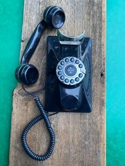 TeleMatrix Black Push Button Retro Wall Phone 290091