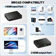 New HDMI v2.0 Splitter 1 In 2 Out HDCP 2.2 4K@60Hz UHD 3D Ultra HD For 4K*2K US