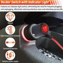12-24V Fused LED Car Cigarette Lighter Plug Socket Cable Adapter w/ Switch Lot