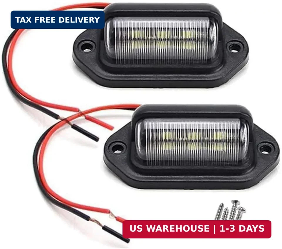 JEDEW 2 PACK License Plate Light, 12V 6-SMD LED License Plate Lamp Taillight for