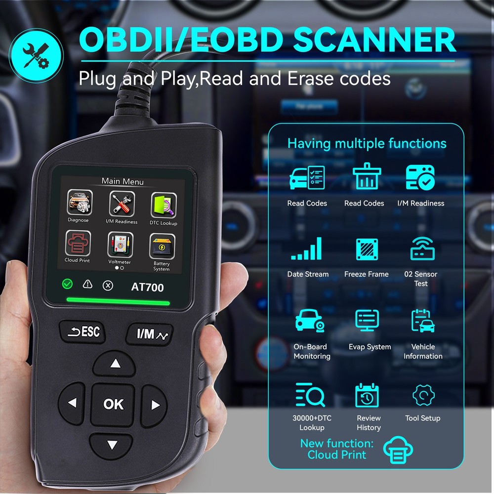 AT700 OBD2 Scanner Code Reader Car Diagnostic Scan Tool Check Engine Fault