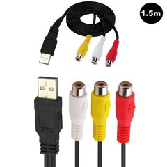 USB to RCA Cable 5FT, USB 2.0 a Female to 3 RCA Female Adapter Cord AV Composite