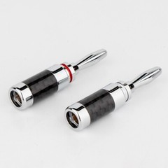 4x Banana Plug For Hifi Speaker Carbon Fiber Rhodium Plated Banana Connector NEW