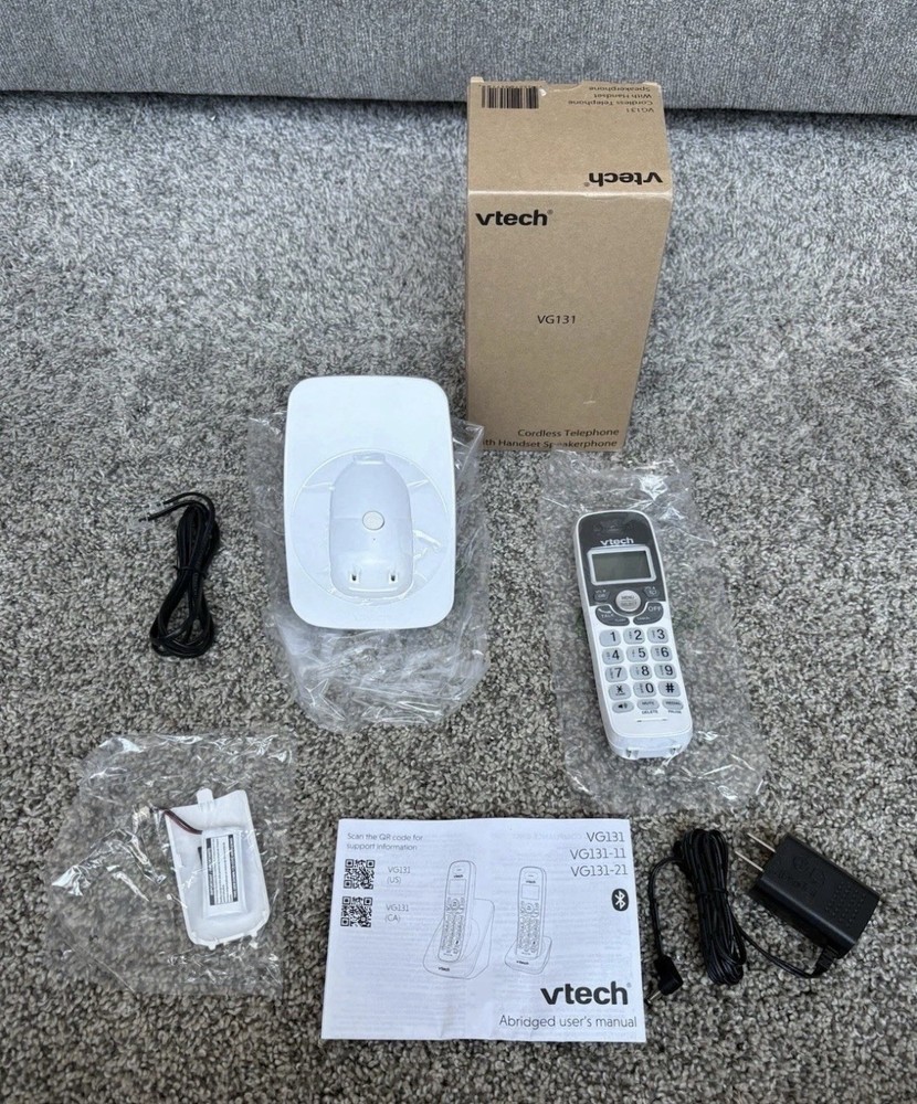 VTECH VG131 WHITE CORDLESS PHONE DECT 6.0 LIGHTED DISPLAY CALLER ID