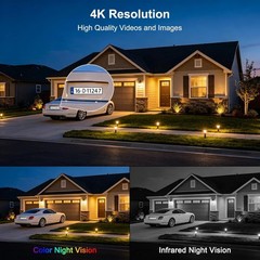 8MP 6K Triple Lens Solar Security Camera Outdoor, 5GHz/2.4GHz WiFi Wireless PTZ