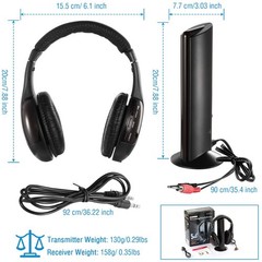5 in 1 Wireless Cordless Headset Headphones RF Mic for PC TV DVD CD MP3 MP4