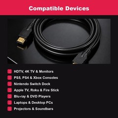 6FT HDMI Cable 4K High Speed for HDTV PS5 PS4 Xbox Series X Monitor Laptop Roku