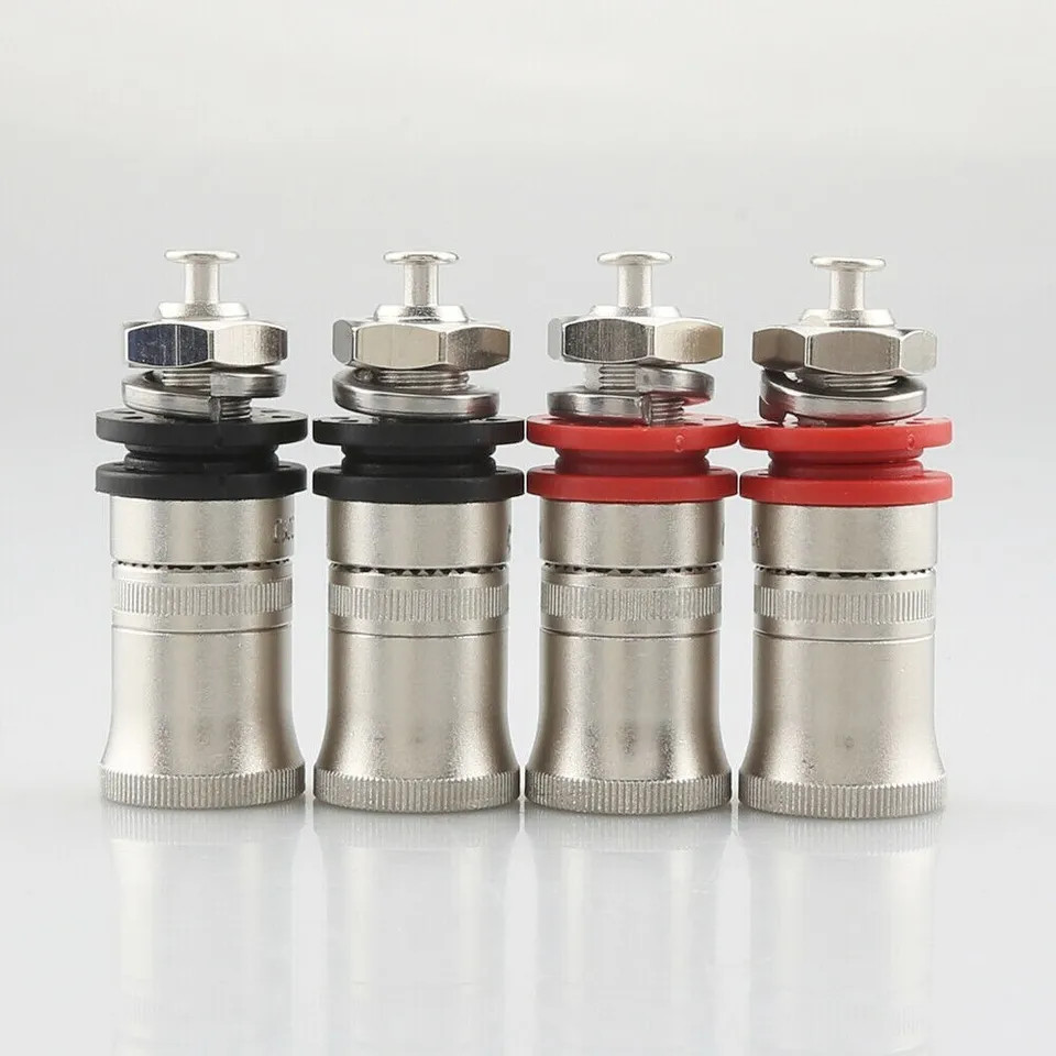 4pcs Rhodium Plated Hifi Speaker Binding Post Short Thread Terminal Banana Plug