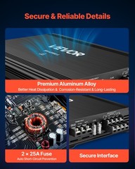 VEVOR Car Audio Amplifier Car Amplifier 4-Channel Class AB Max. 4x250W at 4 Ohms