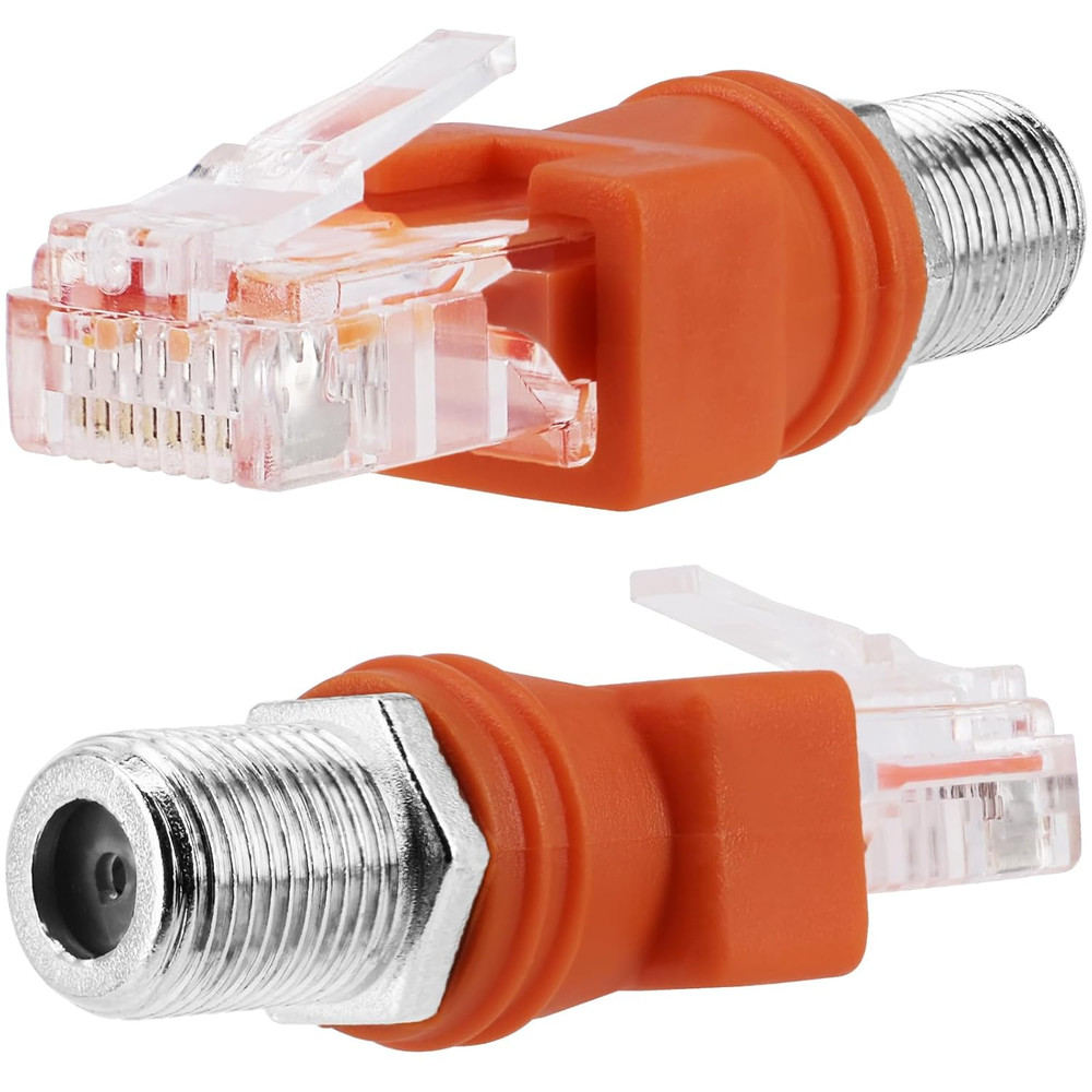 RF to RJ45 Converter Adapter, 2 Pack F Female to RJ45 Male Ethernet Adapter Coax