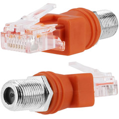 RF to RJ45 Converter Adapter, 2 Pack F Female to RJ45 Male Ethernet Adapter Coax
