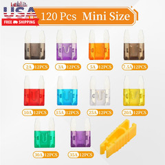 120 Pieces Mini Fuse Kit, Car Fuse Assortment Kit, Mini Blade Fuses Automotive f