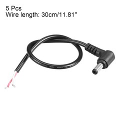 5 x DC Power 5.5mm x 2.5mm 4A 30cm Male Plug Right Angle Cable Connector