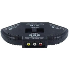 AV Composite RCA Selector Box Switch Splitter w/ Cable Cord Plug Fosmon 3 Port